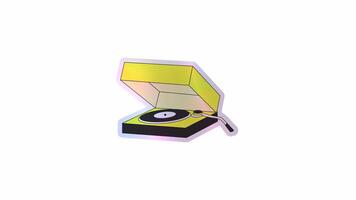 A yellow retro record player with a vintage design, evoking nostalgic music vibes. Alpha channel transparency video