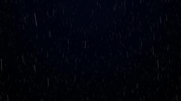 Simple rain falling motion graphic animation on a black background, starting as light drizzle and becoming heavier video