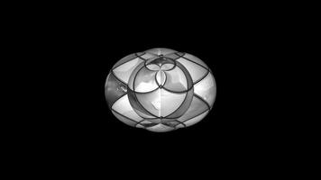 Exploring an intricate design of a three-dimensional sphere rotating in a black background video