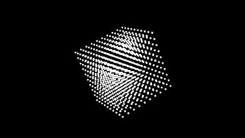 Creative geometric pattern display with dynamic motion in a black setting, showcasing artistic visual effects video
