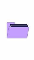 Pastel violet folder lofi 2D cartoon vertical animation. Document storage. Digital workspace. UI element. Tech nostalgia desktop icon animated flat colorful object 4K isolated on white video