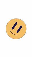 Groovy smile funky emoji swaying 2D cartoon vertical animation. Retro sticker in motion. 90s rave culture. Nostalgic vibes happy emoticon animated flat colorful object 4K isolated on white video