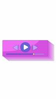 Stacked digital media player interfaces 2D cartoon vertical animation. Streaming music. Playback controls, play, pause, pink playlist layers animated flat colorful object 4K isolated on white video