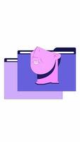 Surreal sculptural head in file folders 2D cartoon vertical animation. Retro futuristic interface. Y2K fragmented sculpture with data storage animated flat colorful object 4K isolated on white video