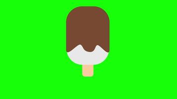 Chocolate Ice Cream Rotating in Flat 3D Style On Green Screen video