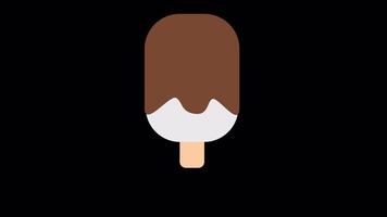 Chocolate Ice Cream Rotating in Flat 3D Style On Alpha Channel video