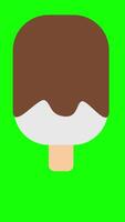 Chocolate Ice Cream Rotating in Flat 3D Style On Green Screen Vertical video