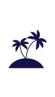 Palm tree silhouette on island 2D cartoon vertical animation. Palmtree solid element. Vacation symbol glyph. Summer vibes. Tropical animated flat black filled object 4K isolated on white video
