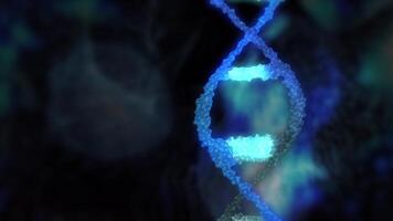An animation of the DNA double helix structure in blue, showing its twisted ladder structure in looping motion. video