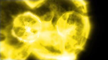 Studying bacteria through a microscope. Abstract animation of moving bright yellow bacteria for any medical, technological and similar projects. video