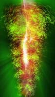Against a green background, a fiery tornado is spinning rapidly, throwing out sparks and threatening to rush at us. video