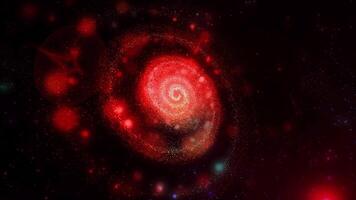 A bright, fiery, three-dimensional spiral galaxy quickly and spectacularly changes position, appearing before us in beautiful, unexpected angles. video