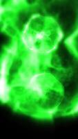 Studying bacteria through a microscope. Abstract animation of moving bright green bacteria for any medical, technological and similar projects. video
