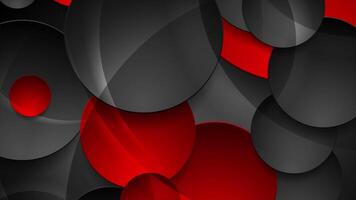 Red and black glossy circles abstract hi-tech motion background video