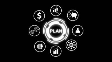 Plan standards quality control assurance, business technology concept animation isolated on black background video