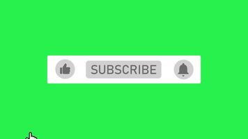 Youtube souscrire bouton, comme, cloche icône notification bouton Cliquez sur animation isolé sur vert Contexte video
