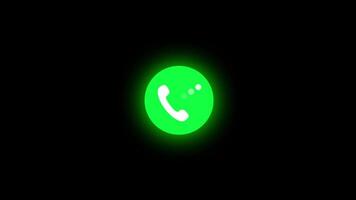Telephone calling icon with dot animation isolated on black background video