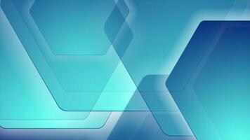 Cyan blue abstract tech motion background with glossy polygons video