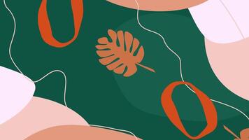 Abstract botanical forms on texture. modern artistic rendition of organic shapes blending nature essence with abstract design creating an elegant visually appealing wallpaper pattern. video