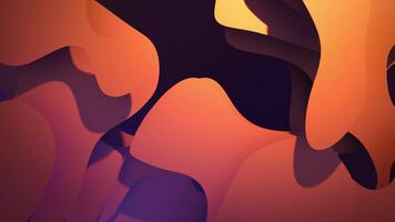 Smooth liquid shapes background with gradient of orange and purple colors in lava lamp style. Abstract art animation of morphing fluid forms with shadows for relaxation vibe. Motion graphics 4K 30fps video