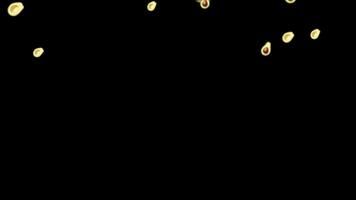 Seamless Loop of Falling Avocado Halves on Black Background - Digital Fruit Rain Animation video