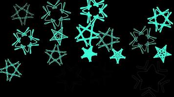 Chaotic Cyan Line Art Animation Abstract Stars and Geometric Patterns on Black Background video