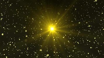 Bright Yellow Star Shines Amidst Swirling Glowing Particles in Dark Cosmic Space - Abstract Light and Motion Background Animation video