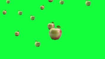 Animated Apples Falling and Floating on Green Screen - Chroma Key Background Effect video