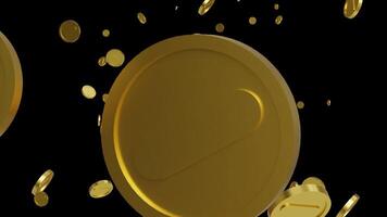 Loop Animation of Coins Falling on Transparent Background video