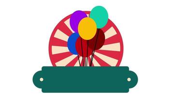 Colorful balloons float over a red Ferris wheel, combining playful charm with carnival excitement in a festive celebration visual video