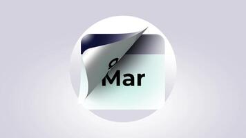 A clean sphere reveals the month in calendar as part of a transition animation, emphasizing modern design and seasonal progression in digital format video