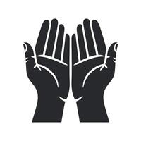 Open Hands Silhouette Graphic Representing Giving Receiving Support Prayer Generosity or Offering Isolated on a White Background vector