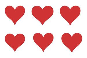 Six Red Heart Shapes Arranged on a White Background for Valentine s Day or Love Related Designs and Creative Projects vector