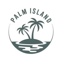 Minimalist Palm Island Logo Design Featuring Two Palm Trees on a Small Island Surrounded by Water in a Circle Frame vector