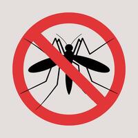 No Mosquitoes Allowed Symbol Isolated on White Background Illustration of a Red Circle with a Mosquito Silhouette vector