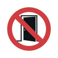 No Entry Door Sign Prohibition Symbol with Open Door Red Circle with Diagonal Bar Forbidden Access Restriction Do Not Enter vector