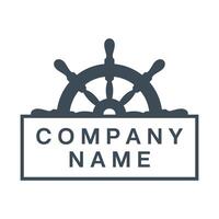 Minimalist Logo Design Featuring a Ship Steering Wheel with a Rectangular Box for Company Name in a Simple and Clean Style vector
