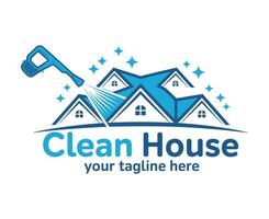 Modern and Creative House Cleaning Service Logo Design with Pressure Washer and Sparkling Stars for Branding and Marketing Purposes in Format vector