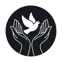 Hands Releasing a Dove into the Sky Symbolizing Peace Freedom Hope and New Beginnings in a Minimalist Black and White Design vector