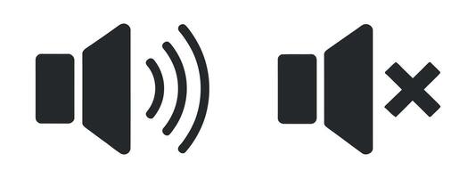 Sound and Mute Icons in Black and White Volume Control Audio Settings Speaker Symbol Notification and User Interface Design Elements vector