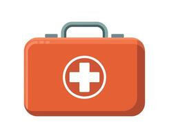 Orange First Aid Kit Illustration with White Cross Symbol on Isolated Background for Medical Emergency and Healthcare Concepts and Safety vector