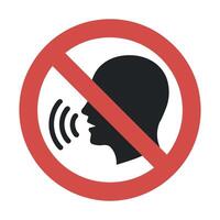 Prohibition Sign Symbolizing Silence and Restriction of Speech Representing Limits on Expression and the Importance of Quiet Minimalist Design in Red and Black vector