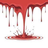 Red Liquid Pouring Down with Splash and Ripples Isolated on White Background Illustration for Various Creative Projects and Designs vector