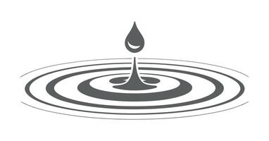 Water Drop Impacting Surface Creating Ripples Minimalist Design in Gray Color Isolated on White Background Illustration vector