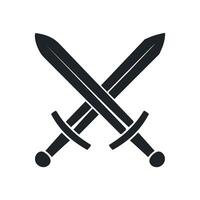Two Crossed Swords Silhouette on White Background Depicting Conflict Battle or Victory in a Simple and Minimalist Illustration Style vector