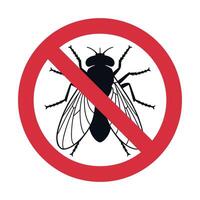 No Fly Zone Symbol with Red Circle and Black Silhouette of Insect on a White Background for Pest Control vector