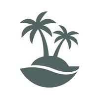 Tropical Island with Two Palm Trees Icon Silhouette on White Background for Summer Vacation and Travel Related Designs and Projects vector