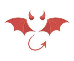 Red Devil Horns Wings and Tail on White Background for Halloween or Evil Themed Designs and Illustrations vector