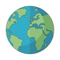 Cartoon Globe Illustration Featuring Continents and Oceans Ideal for Educational Materials and Environmental Awareness Campaigns Simple and Engaging Design vector
