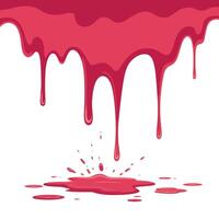 Cartoon Red Paint Dripping and Splattering on White Background Illustration for Graphic Design Web Design or Creative Projects Requiring a Bold and vector